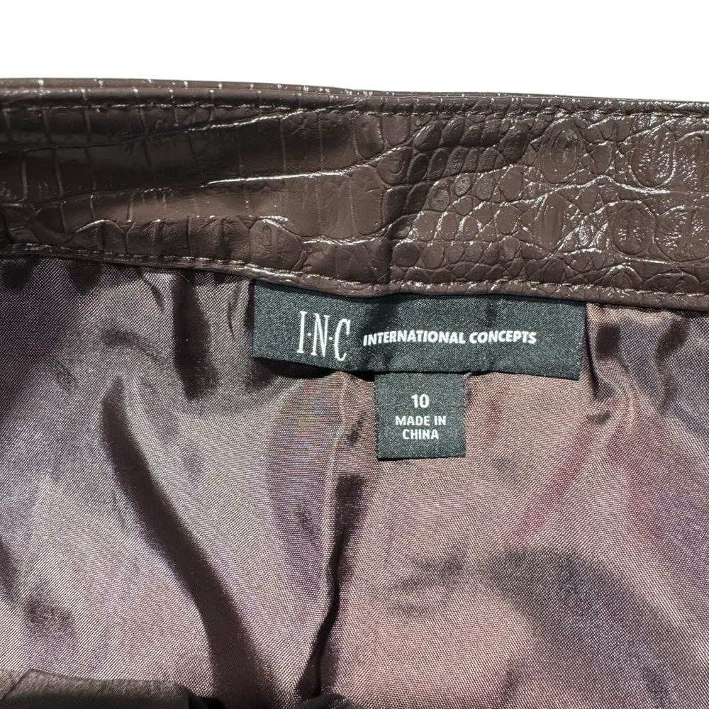 New I.N.C. International Concepts Faux Leather Pencil Brown Skirt Size 10 - Picture 7 of 8